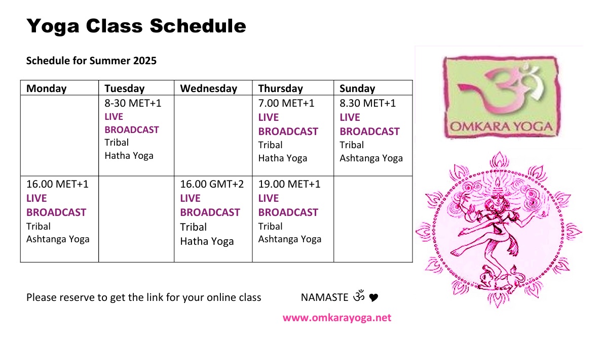 Yoga Class Schedule Summer 2025